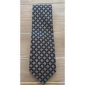 Jos A Bank Tie Signature Collection Mens 100% Silk Blue Geometrical Design EUC